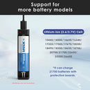 XTAR MC1 supported battery sizes list – 18650, 21700, 26650, 18350, 16340, and more.
