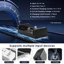 XTAR MC2 charging current – up to 0.5A per slot, powered via USB from wall adapter or power bank.
