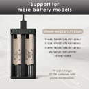 XTAR MC2 charger compatibility – supports 18650, 21700, 26650, 18350, 14500 and protected 21700.