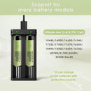 XTAR MC2 charger compatibility – supports 18650, 21700, 26650, 18350, 14500 and protected 21700.