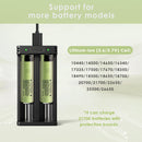 XTAR MC2 charger compatibility – supports 18650, 21700, 26650, 18350, 14500 and protected 21700.