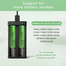 XTAR MC2 charger compatibility – supports 18650, 21700, 26650, 18350, 14500 and protected 21700.