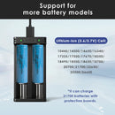 XTAR MC2 compatible battery types – supports Li-ion 18650, 21700, 26650, and more.