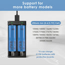 XTAR MC2 compatible battery types – supports Li-ion 18650, 21700, 26650, and more.