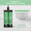 XTAR MC2 compatible battery types – supports Li-ion 18650, 21700, 26650, and more.