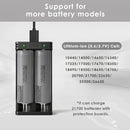 XTAR MC2 compatible battery types – supports Li-ion 18650, 21700, 26650, and more.