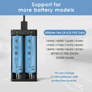 XTAR MC2 compatible battery types – supports Li-ion 18650, 21700, 26650, and more.