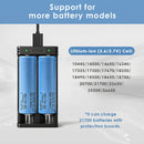 XTAR MC2 compatible battery types – supports Li-ion 18650, 21700, 26650, and more.