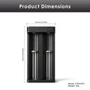 XTAR MC2 charger physical dimensions – 90mm x 44mm x 30mm, lightweight and pocket-sized.