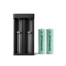 XTAR MC2 dual-slot USB charger with 2x EVE 33V 3300mAh button top 18650 batteries – high-capacity power kit.