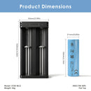 XTAR MC2 charger dimensions – compact size with 2x EVE 40PL 21700 flat top batteries.