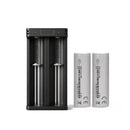 XTAR MC2 dual-slot USB charger with 2x EVE 50E 5000mAh 10A 21700 flat top batteries – high-capacity power kit for camping and emergency backup.