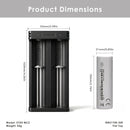 XTAR MC2 charger dimensions – compact size with 2x EVE 50E 21700 flat top batteries.