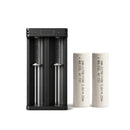 XTAR MC2 dual-slot USB charger with 2x Molicel P45B 4500mAh 45A 21700 flat top batteries – flagship extreme high-power kit.