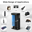 XTAR MC2 charger and Samsung 50G flat top batteries powering long-run devices and high-capacity gear.