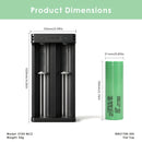 XTAR MC2 charger dimensions – compact size with 2x Samsung 50S 21700 flat top batteries.