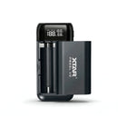 XTAR PB2SL V2 dual-slot fast charger and DIY power bank case with 22.5W USB-C and USB-A output, HD display, and dual 18650 batteries installed. Batteries NOT included.