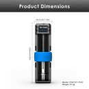 XTAR SC1 Plus charger detailed dimensions measuring 125mm height, 34.5mm width, 32mm depth, with 3A charging current and 10W output specs.