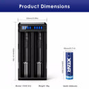 Size of universal 3A charger and 18650 3500mAh battery