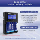 VC4 charger compatibility with 18500 and 18650 battery sizes