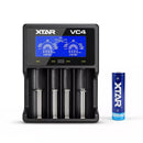 XTAR VC4 4-bay smart charger with 2600mAh 18650 button top battery