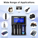 XTAR VC4 charger managing multiple batteries for household electronics