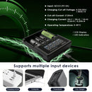 XTAR VC4SL charges at up to 1A per slot, with LCD screen showing voltage and current, USB-C input.