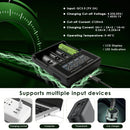 XTAR VC4SL charges at up to 1A per slot, with LCD screen showing voltage and current, USB-C input.