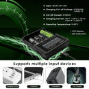 XTAR VC4SL charges at up to 1A per slot, with LCD screen showing voltage and current, USB-C input.