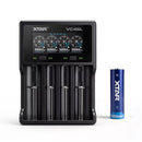 XTAR VC4SL 4-bay LCD smart charger and 5000mAh 21700 battery
