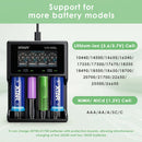 XTAR VC4SL charger supports 18650, 21700, 26650, 18350, 16340, 14500 – wide Li-ion compatibility.