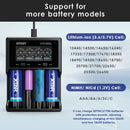 XTAR VC4SL compatible battery types – supports Li-ion, Ni-MH, Ni-Cd – 18650, 21700, 26650, AA, AAA, C, D.