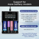 XTAR VC4SL charger supports 18650, 21700, 26650, 18350, 16340, 14500 – wide Li-ion compatibility with LCD display.