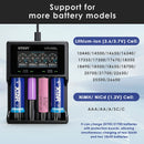 XTAR VC4SL charger supports 18650, 21700, 26650, 18350, 16340, 14500 – wide Li-ion compatibility.