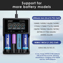 XTAR VC4SL compatible battery types – supports Li-ion, Ni-MH, Ni-Cd – 18650, 21700, 26650, AA, AAA, C, D.