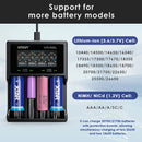 XTAR VC4SL charger supports 18650, 21700, 26650, 18350, 16340, 14500 – wide Li-ion compatibility.