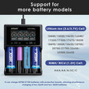 XTAR VC4SL and MC1 compatible battery types – both support Li-ion 18650, 21700, 26650, and more.