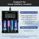 XTAR VC4SL and MC1 compatible battery types – both support Li-ion 18650, 21700, 26650, and more.