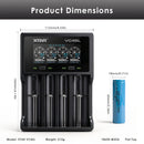 XTAR VC4SL charger dimensions with 4x Molicel M35A flat top batteries.