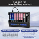 XTAR VC8 charger supports 18650, 21700, 26650, 18350, 16340, 14500 – 8 slots for all Li-ion sizes.