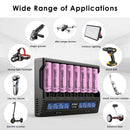 XTAR VC8 charger and EVE 30P flat top batteries powering aerial cinematography drones, professional studio gear, and expedition field support equipment.