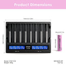 XTAR VC8 charger dimensions – 190mm x 147mm x 41mm, with 8x EVE 30P flat top batteries.