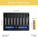 XTAR VC8 charger dimensions – 190mm x 147mm x 41mm, with 8x LG HE4 flat top batteries.