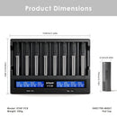 XTAR VC8 charger dimensions – 190mm x 147mm x 41mm, with 8x LG M50LT 21700 flat top batteries.