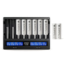 XTAR VC8 8-slot smart charger with 8x Molicel P26A 2600mAh 35A flat top 18650 batteries – professional extreme high-drain power kit.