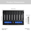 XTAR VC8 charger dimensions – 190mm x 147mm x 41mm, with 8x Molicel P26A flat top batteries.