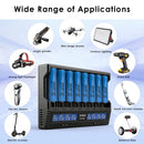 XTAR VC8 charger and Samsung 20S Flat Top batteries powering custom drone packs and high-performance EDC lights.