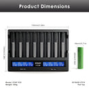 XTAR VC8 charger dimensions – 190mm x 147mm x 41mm, with 8x Sony VTC4 flat top batteries.