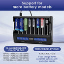 XTAR VC8S compatible battery types – supports Li-ion, Ni-MH, Ni-Cd – 18650, 21700, 26650, AA, AAA, C, D.
