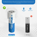 XTAR VX4 V2 charger compatibility chart showing supported Li-ion 10440 to 32650, LiFePO4 3.2V, 1.5V Li-ion AAA AA, and NiMH NiCd AAA to D battery models.